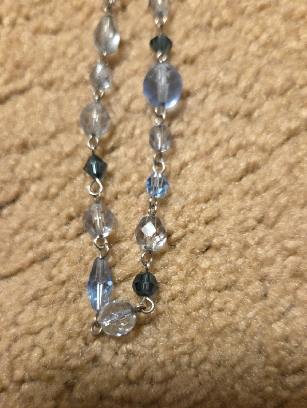 LOFT Crystal Bead Necklace - Light Blue and Clear - Picture 2 of 5